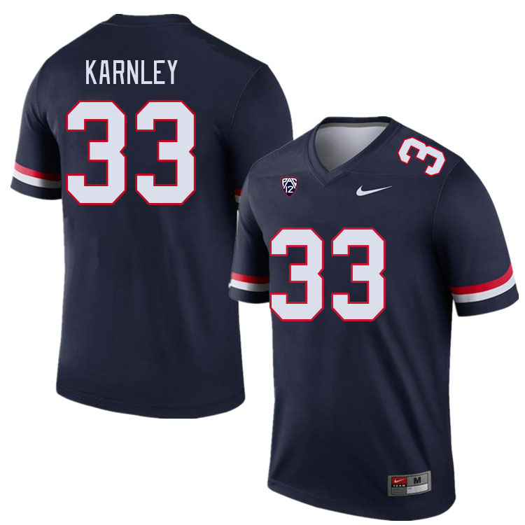 Men #33 Emmanuel Karnley Arizona Wildcats College Football Jerseys Stitched Sale-Navy - Click Image to Close